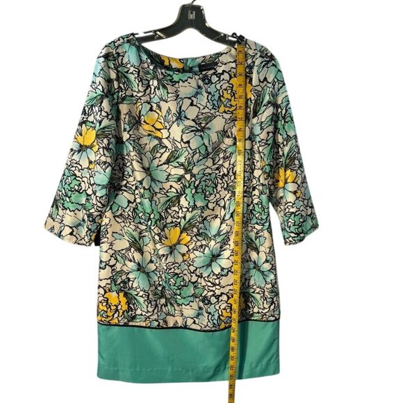 The Limited Womens Floral Print Tunic Dress S Green/Yellow Polyester 3/4 Sleeve - Picture 8 of 9